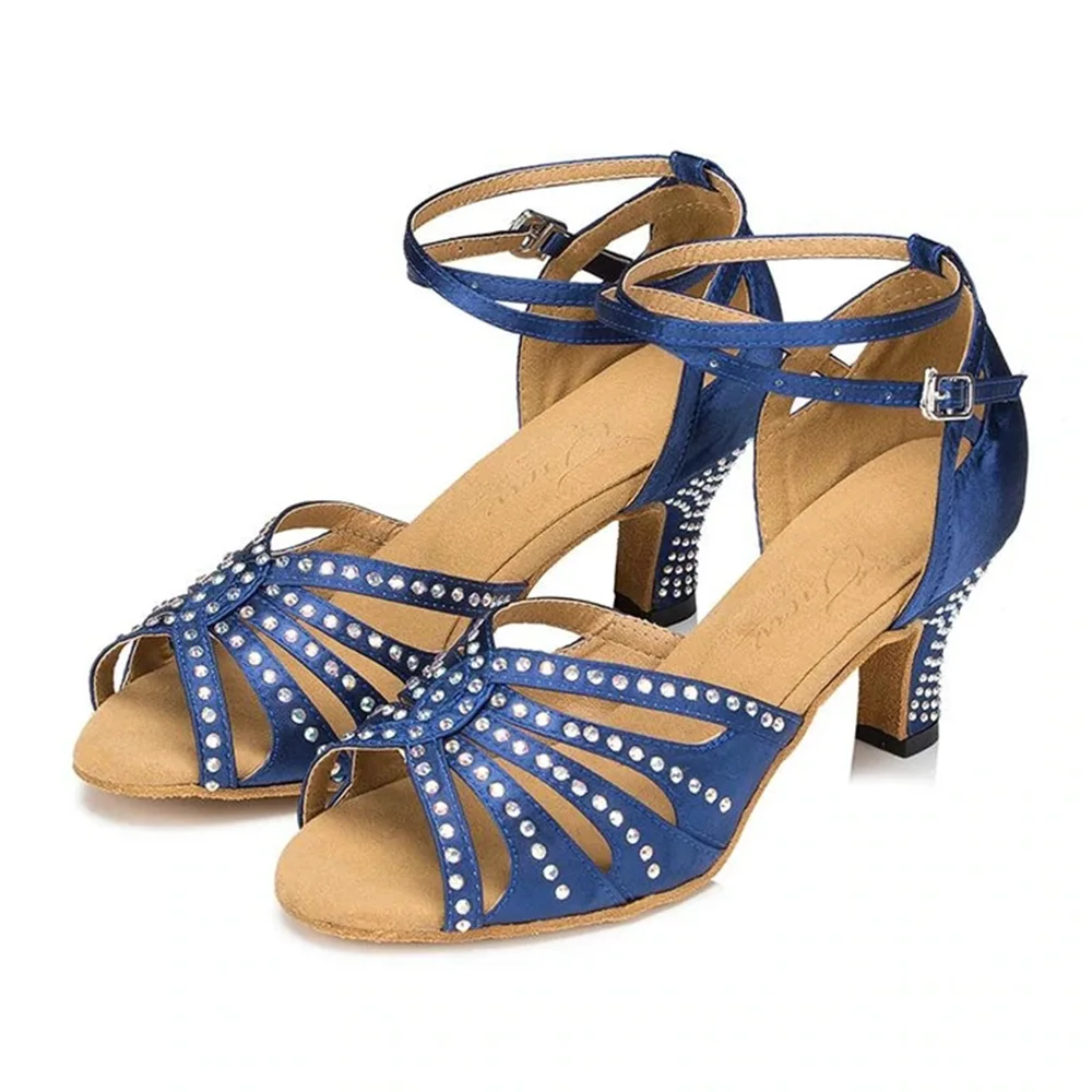 Latin Dance Shoe Woman Buckle Rhinestone Salsa Tango Sneakers Training Dance Shoes High Heel 6cm Heel Ballroom bd dancing shoes
