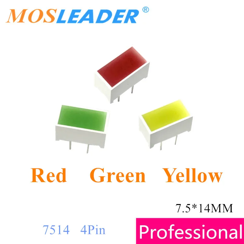 

Mosleader 100pcs Red Green Yellow 7514 Display Flat tube Plane tube Indicator led 7.5*14MM Game player recreational machine led