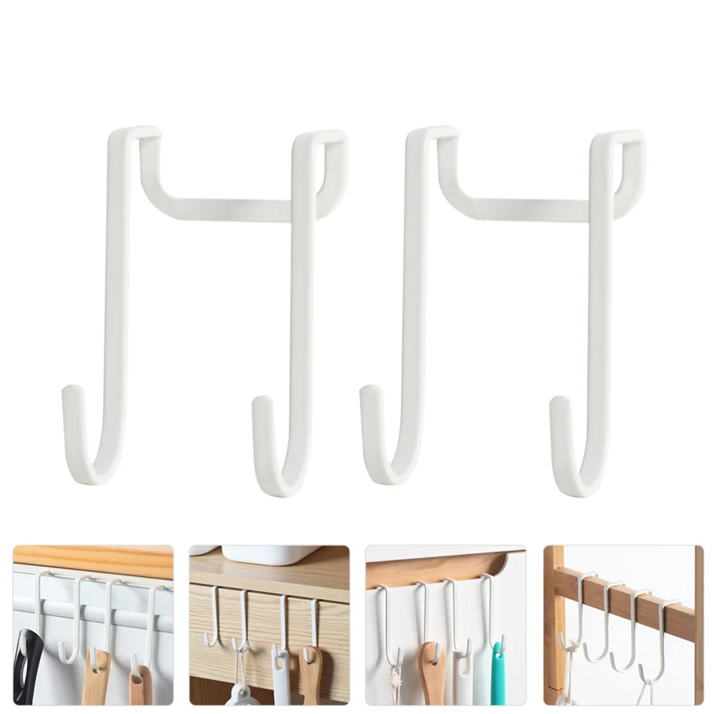 

2 Pcs Iron Door Hooks Traceless Cabinet Door Hooks Clothes Storage Hanger