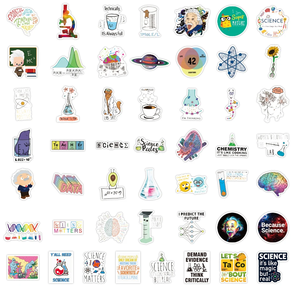 103050100pcs science chemistry biology laboratory research stickers skateboard laptop luggage guitar phone kids sticker toy free global shipping