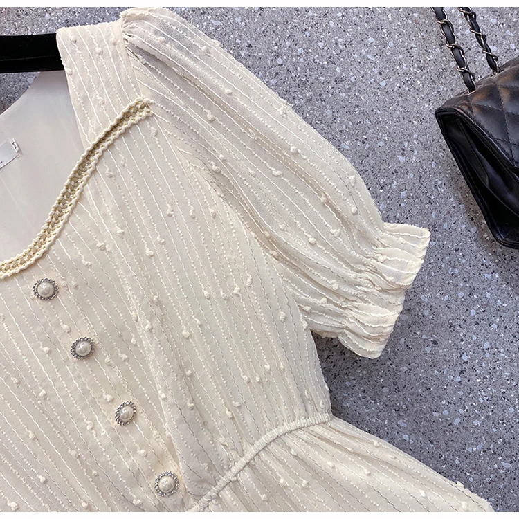 

Kekeplus Store L-4XL Plus Size Fashion Women's Vintage Dress 2021 Summer Short Sleeve Slimming Elegant Waist Lace Dresses 182731