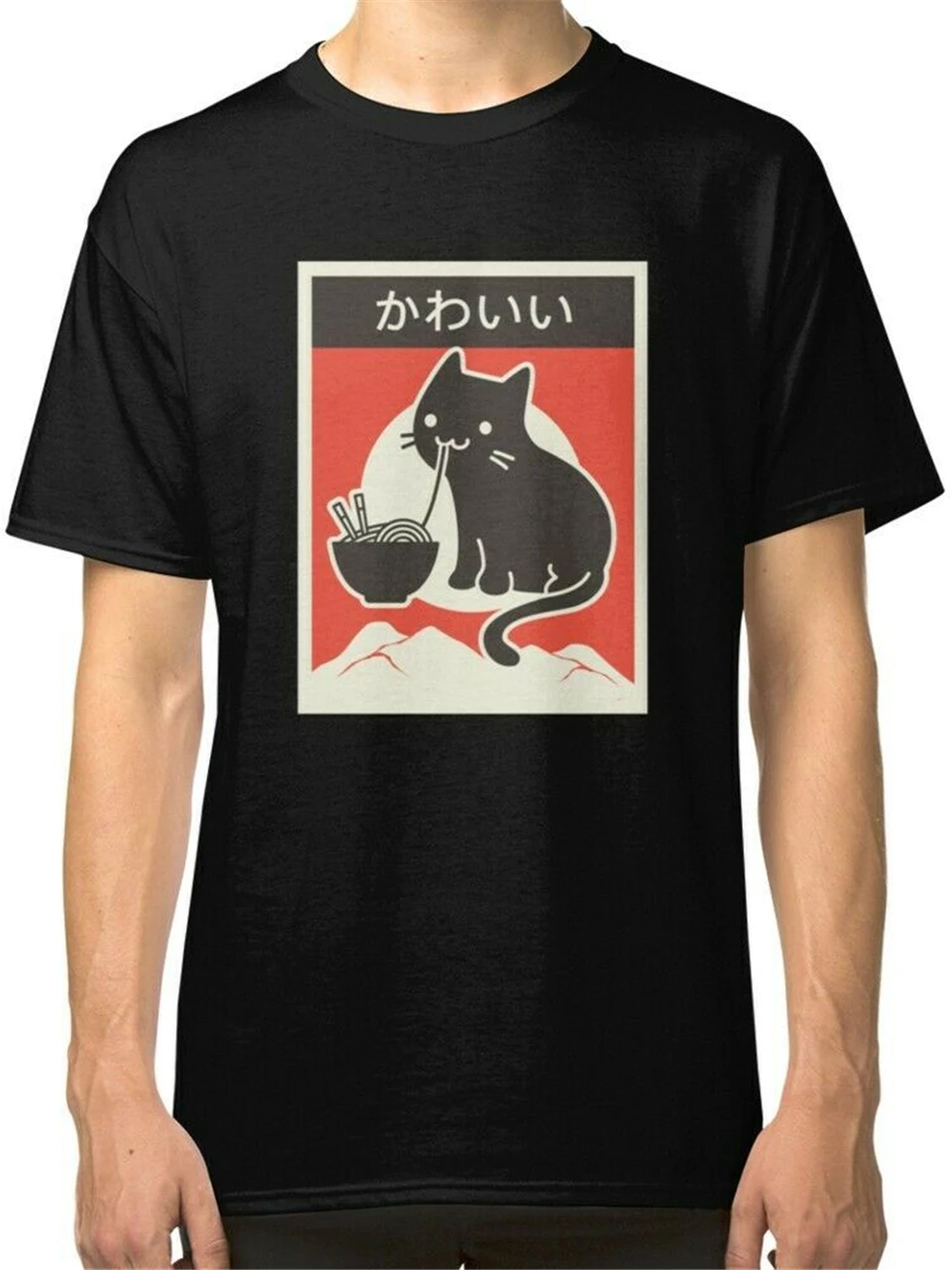 

Kawaii Vintage Style Japenese Ramen Cat Men'S Black T-Shirt Birthday Gift Tee Shirt