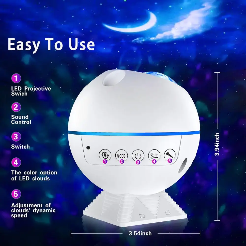

Star Projector Light Sky Moon Lights Galaxy Ocean Projection Lamp Bedroom Night Light with Remote Control for Kids Baby Gifts