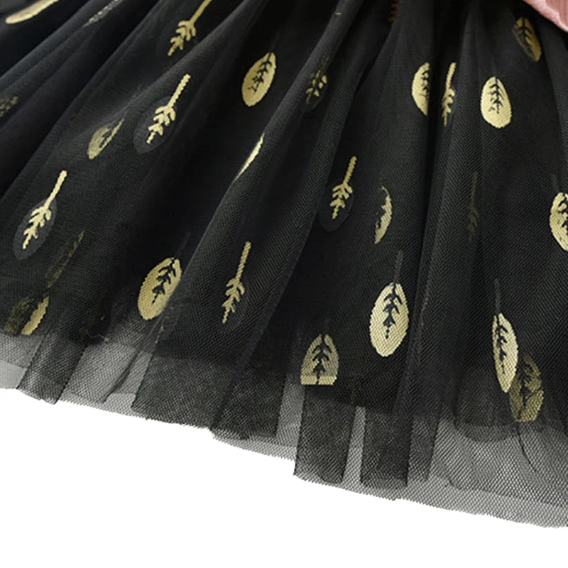 Осеннее Повседневное платье для маленьких девочек Сетчатое лоскутное с длинным