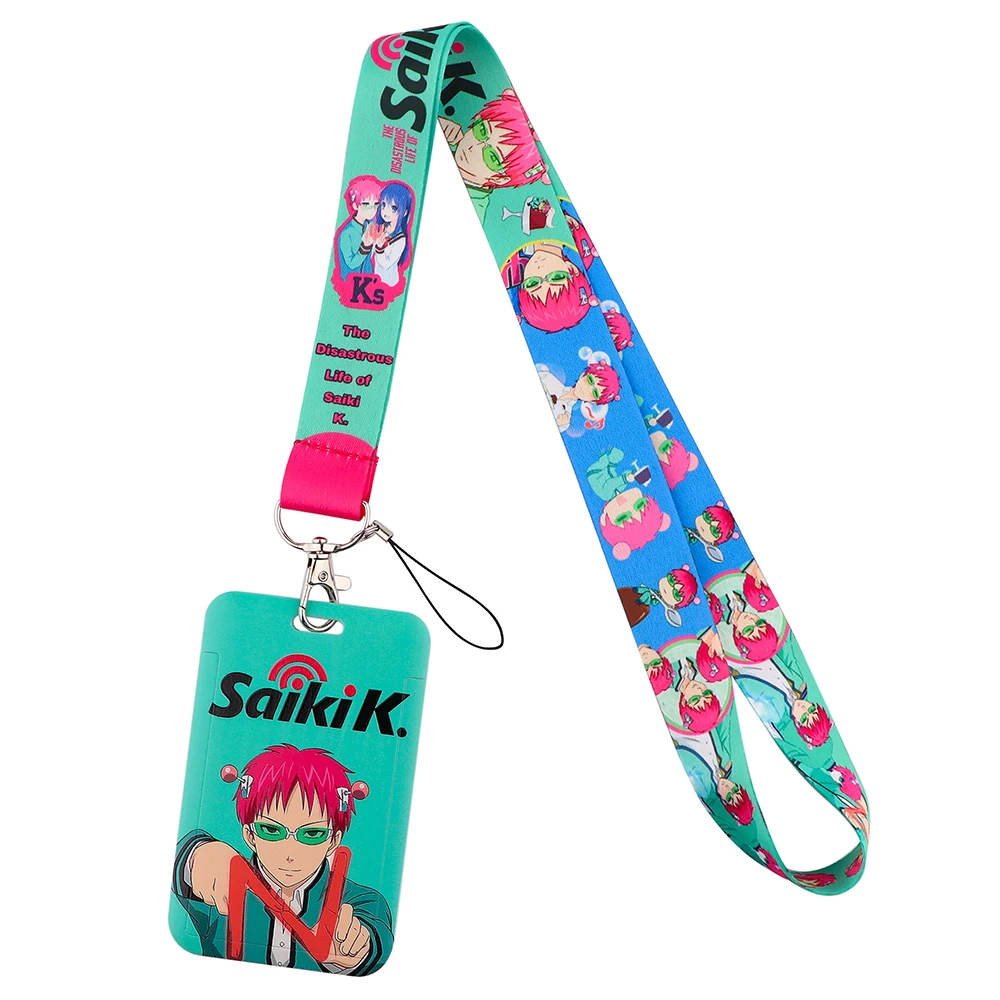 

Japanese Anime Cool Psychic Lanyards Keys Chain ID Credit Card Cover Pass Charm Neck Straps For Friends Accessories Gifts