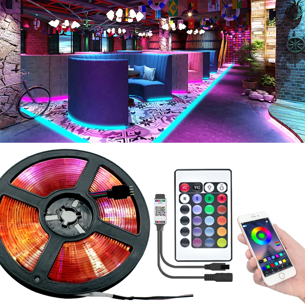 

Led Strips Lights Luces Led RGB 5050 Not Waterproof Color Changing Flexible Ribbon Tape Diode DC 12V Christmas living room decor