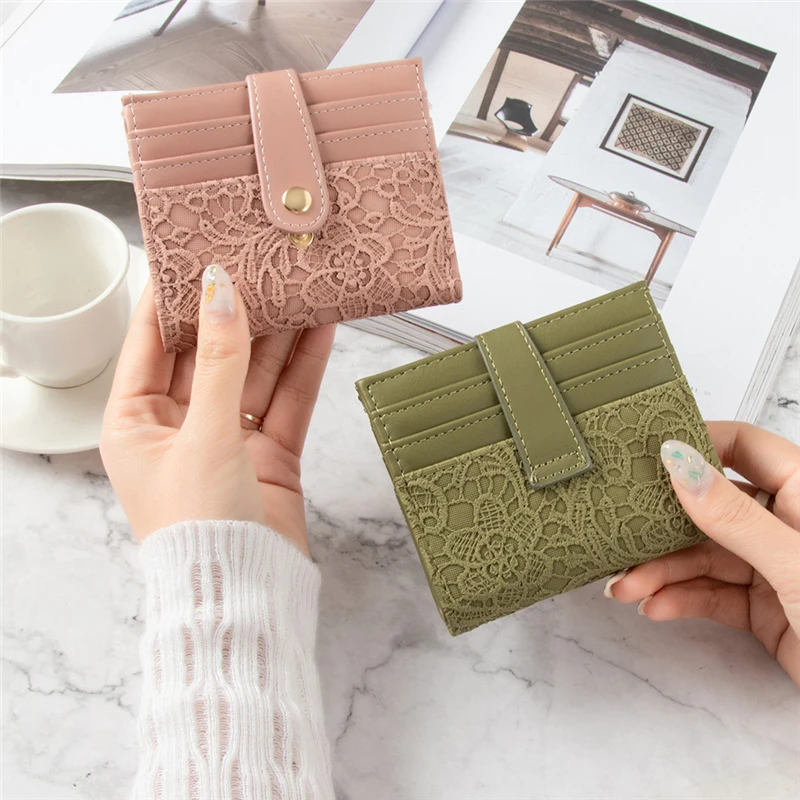 

Women Card Holder Wallet Anti Rfid Wallet PU Leather with Lace Cardholder Case Black/green/red Credit Card Id/bank Holder Cover