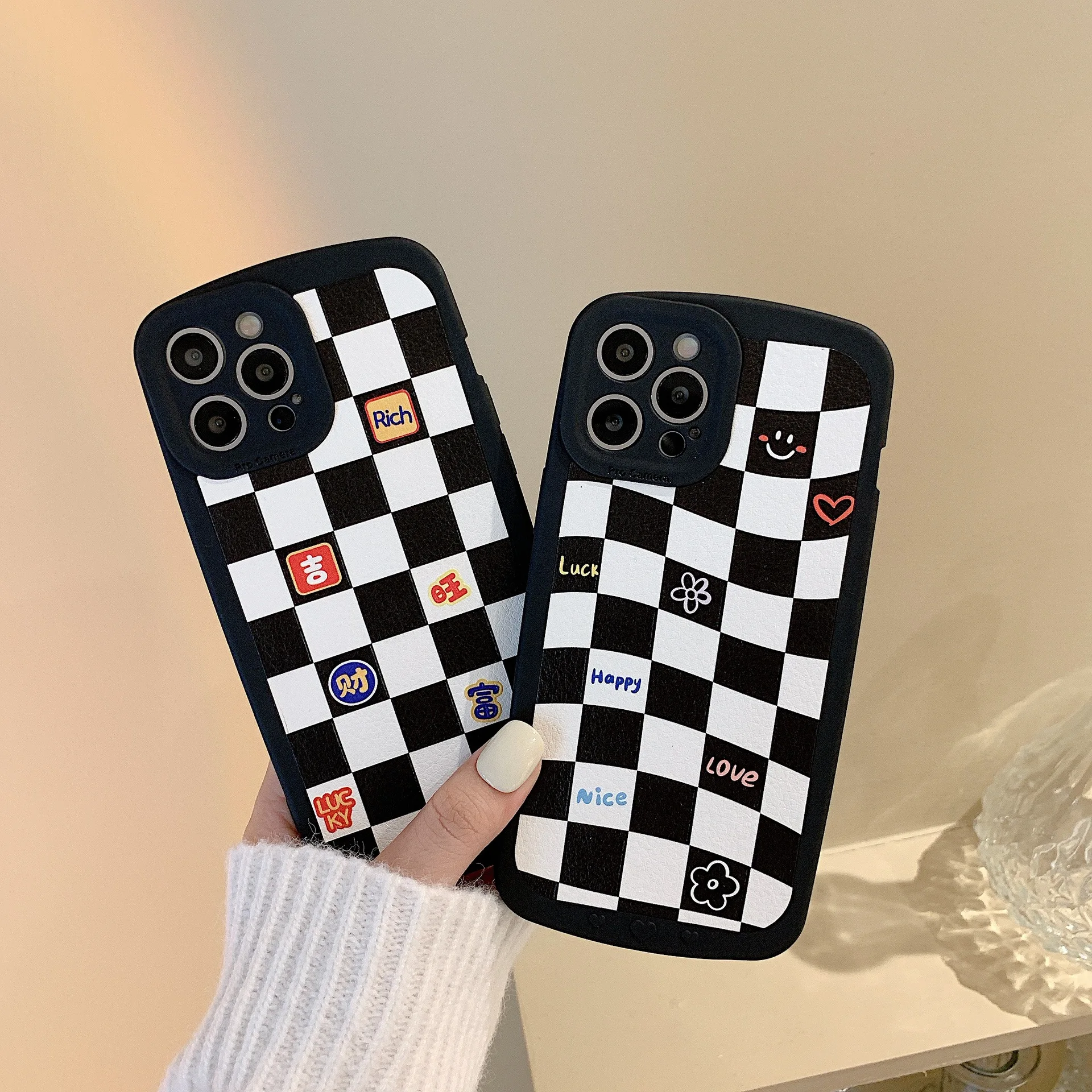 

New Style Lattice Pattern Phone Case For iPhone 11 12 13 Mini Pro MAX 7 8Plus X XR XS MAX Shockproof Full Protection Back Covers