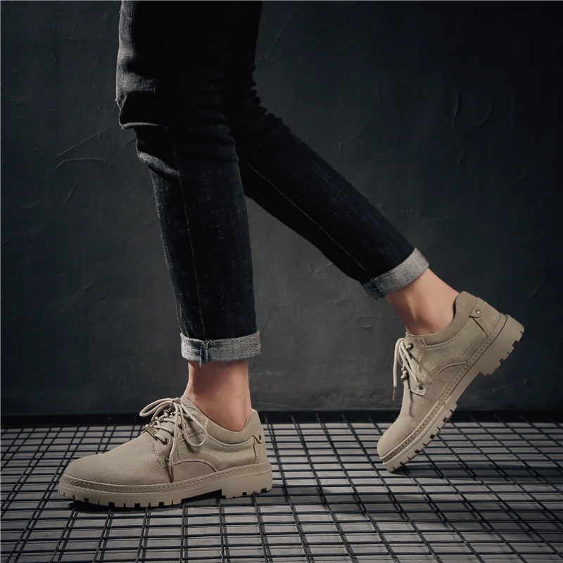 

2020 New Autumn Winter Men Shoes Vintage British High Quality Genuine Leather Round Toe Ankle Boots Desert Military Boots Work