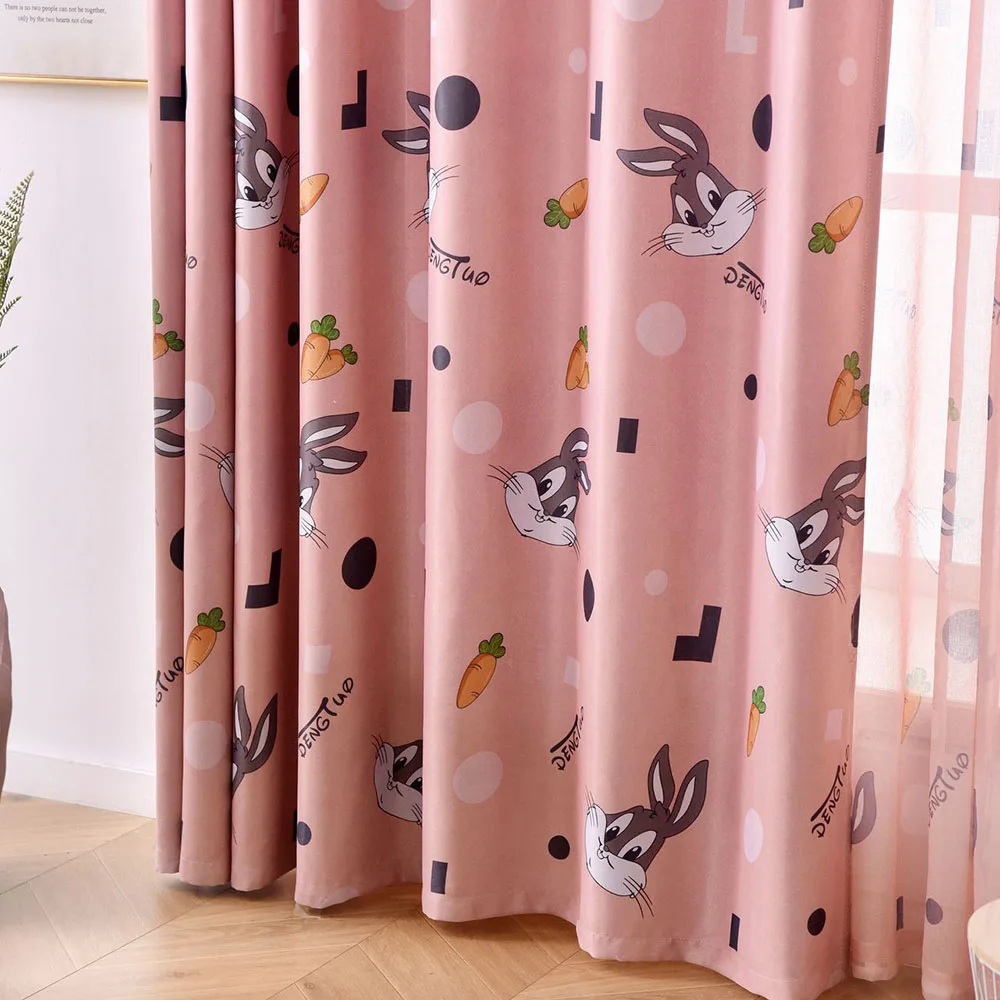 Светонепроницаемые шторы с изображением мультяшного кролика декор для детей