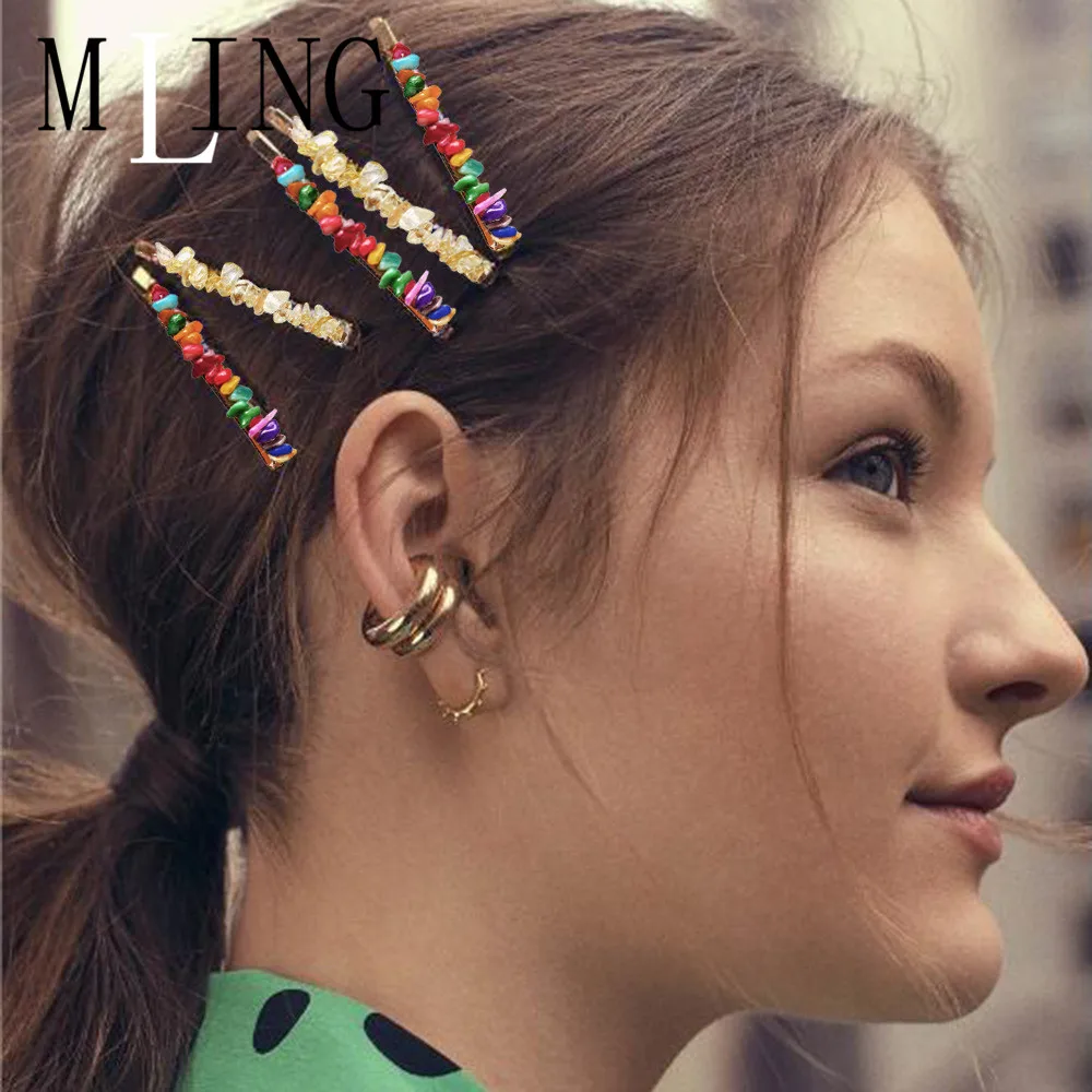 MLING 2019 Новейшие красочные бусины Винтажная заколка для волос натуральная с