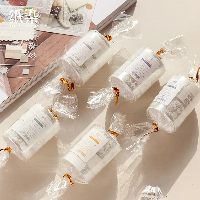 Ретро прозрачные кружевные листья цветы лес набор декоративного скотча Васи