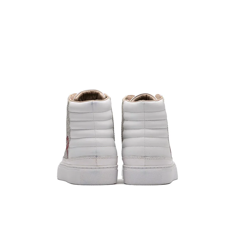 Ботинки мужские высокие из натуральной кожи в горошек на молнии | Обувь