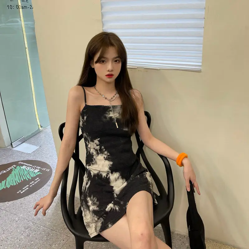 Платье женское без рукавов пикантная винтажная уличная одежда на