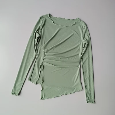 Round Neck Tight Sexy Long Sleeve Women's Running Fast Drying Waist Slimming Yoga Clothes 2021 Autumn Casual Sports Top