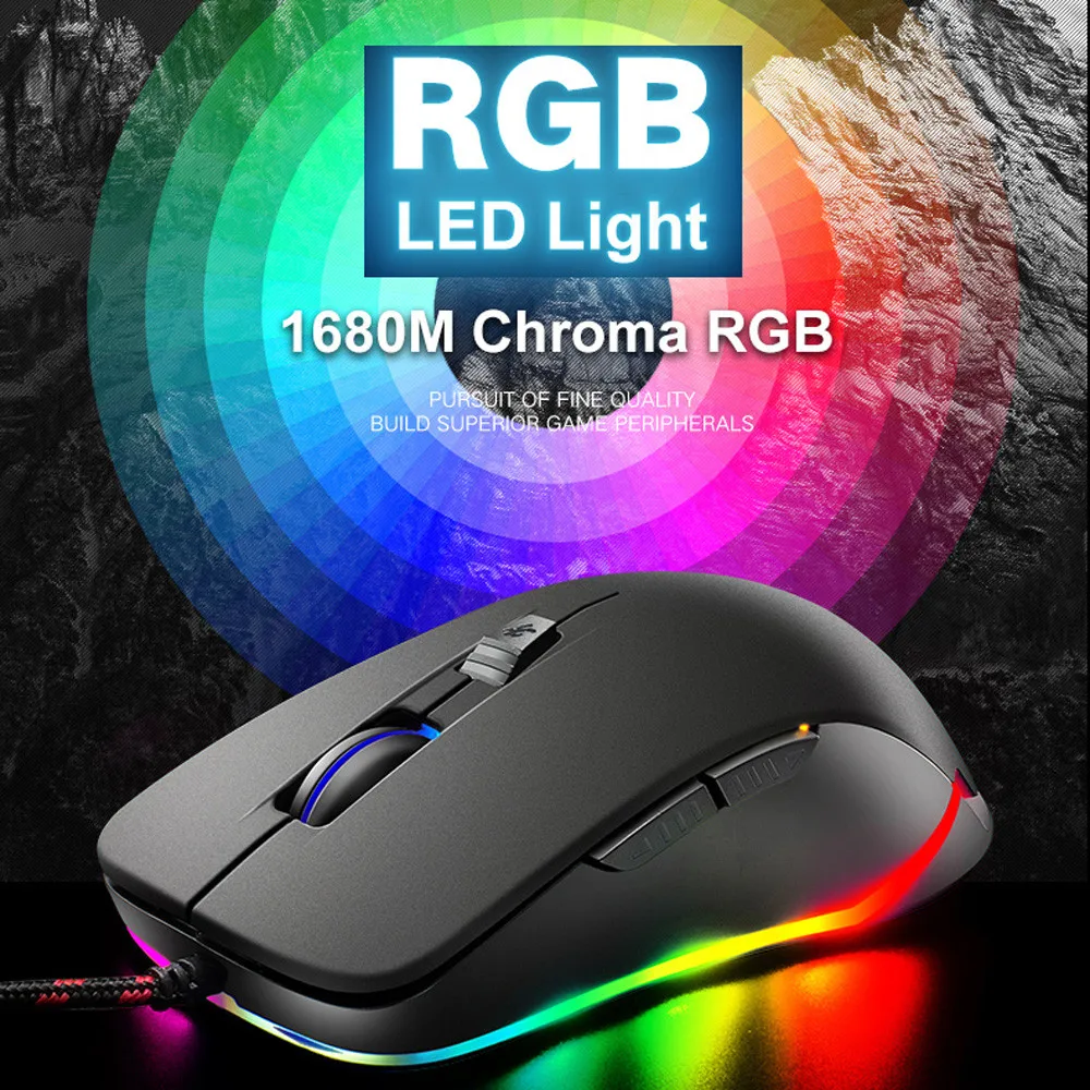 Мышь Проводная V6 RGB светодиодный подсветка 4000 dpi оптическая Usb эргономичная