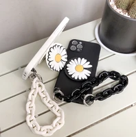 cute chain bracelet lanyard mirror phone case for huawei mate 40 20 30 pro 10 p40 lite e p20 p30 p10 soft flower little daisy