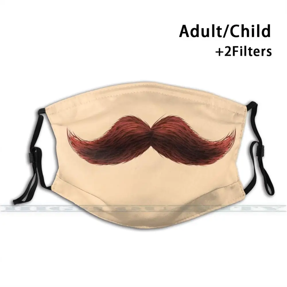 

Funny Mask - Red Beard - Face Mask Custom Design For Adult Kids Anti Dust Filter Diy Cute Print Washable Mask Face