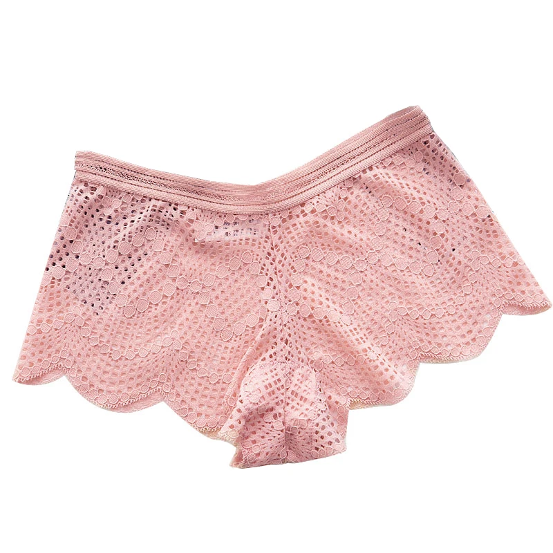 

Для женщин кружева со средней посадкой трусы-боксеры сексуальные женские однотонные Цвет дышащие Бесшовные кружевное белье трусики