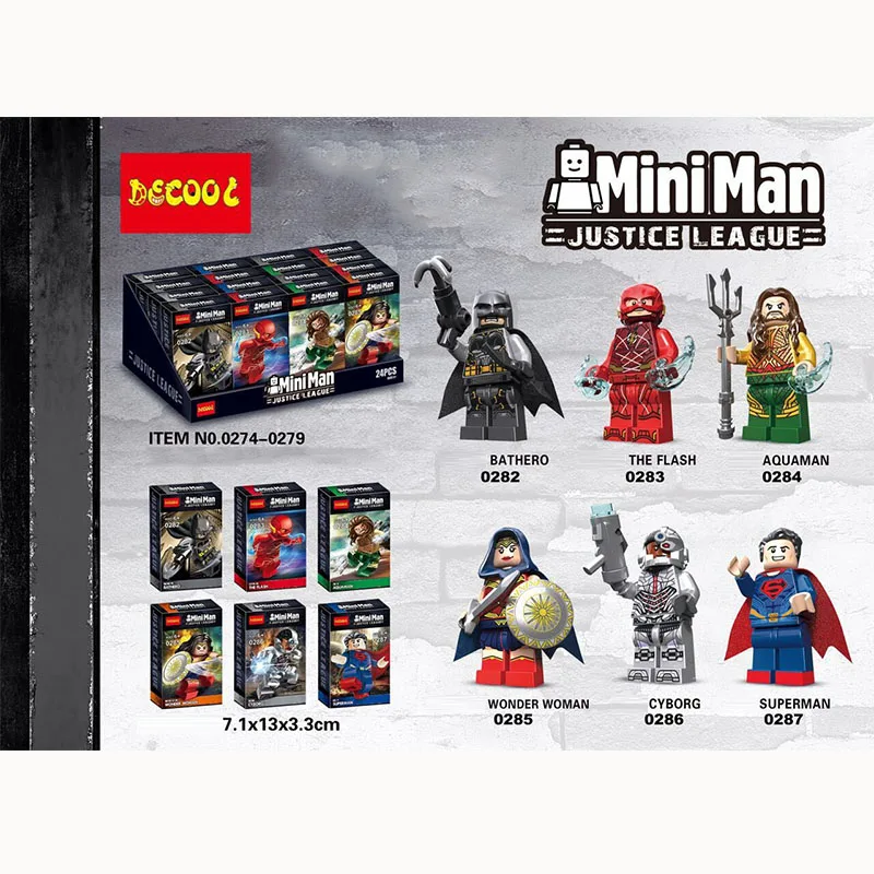 DC Лига Справедливости Бэтмен чудо-женщина Супермен Аквамен здание мини-фигурка фильм мини-фигурка подходит для лего кирпичи детская игрушка - Цвет: with box