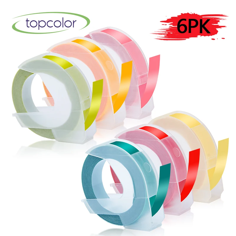 Лента эмбоссирования Topcolor 3D совместимая с ручным маркировщиком Dymo, написанная на ПВХ-наклейке 9 мм для Maker 1880 12967.