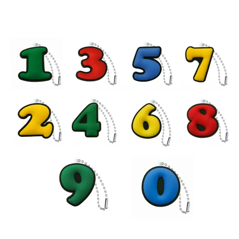 1 шт красочные цифры ПВХ брелок мини Шарм для детей ключей милые безделушки