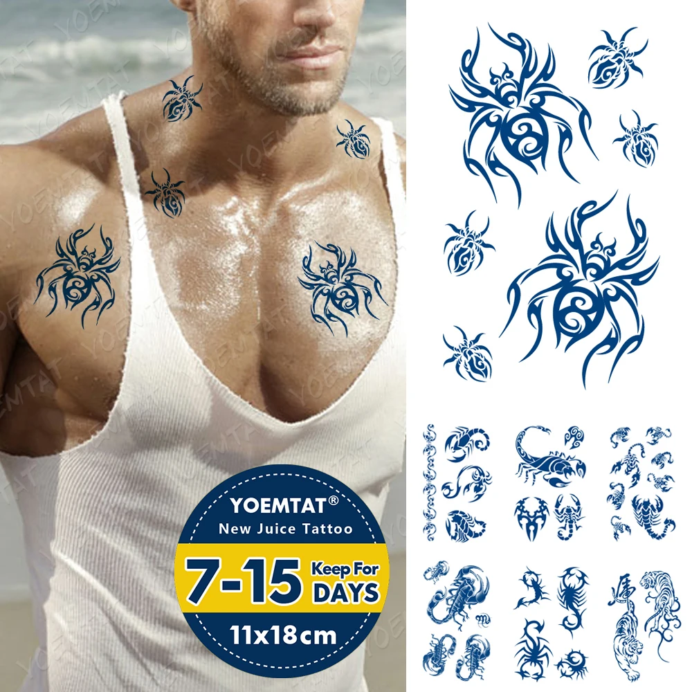 

Juice Lasting Ink Tattoos Body Art Waterproof Temporary Tattoo Sticker Spider Maori Totem Tatoo Arm Fake Tiger Scorpion Tatto