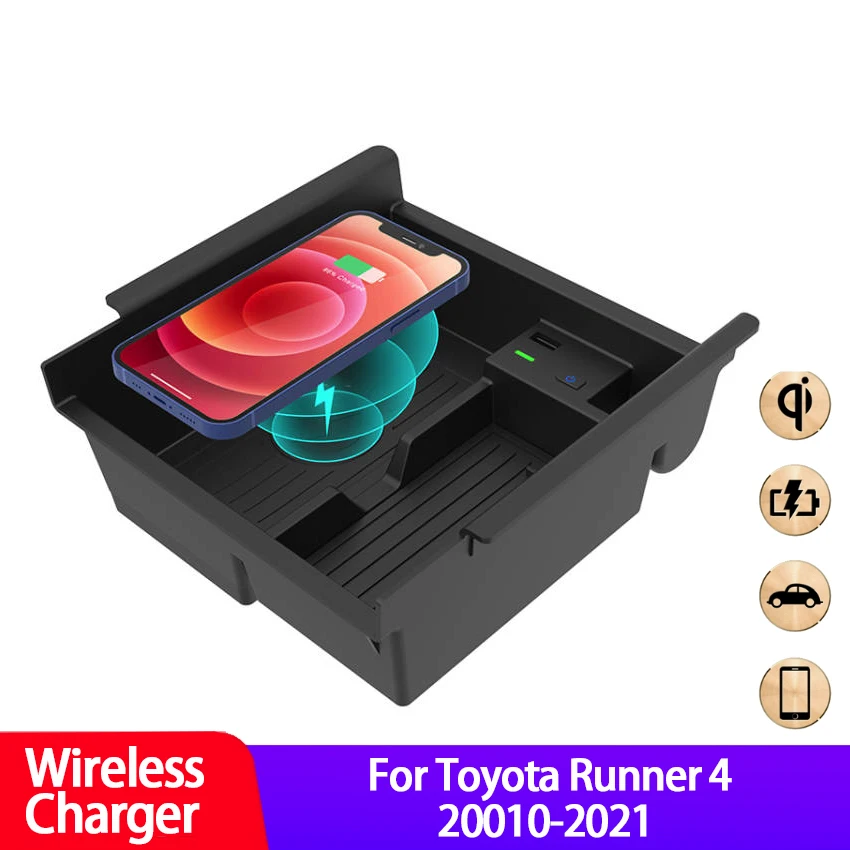

Автомобильное беспроводное зарядное устройство, подходит для телефона Toyota Runner 4 2010-2021, нескользящее, 15 Вт, быстрая зарядка, многофункциональ...