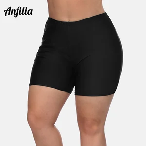 Anfilia Women High Waist Plus Size Swimming Shorts Ladies Plus Size Bikini Bottom Swimwear Briefs Bo