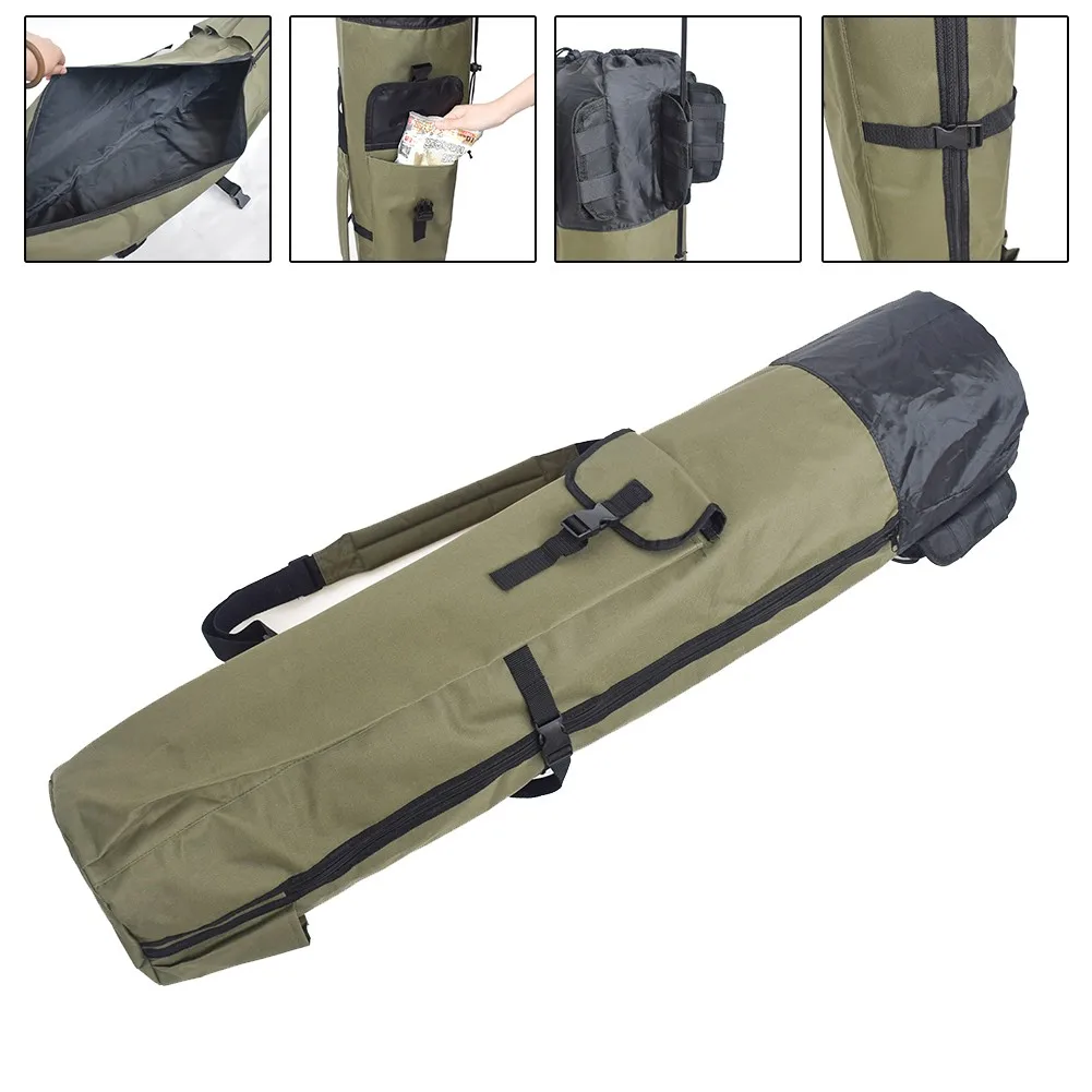 

Fishing Rod Storage Bag Oxford Cloth Large Capacity Fishing Reel Organizer Bags With 5 Poles Pocket Portable Rod Carrier Case