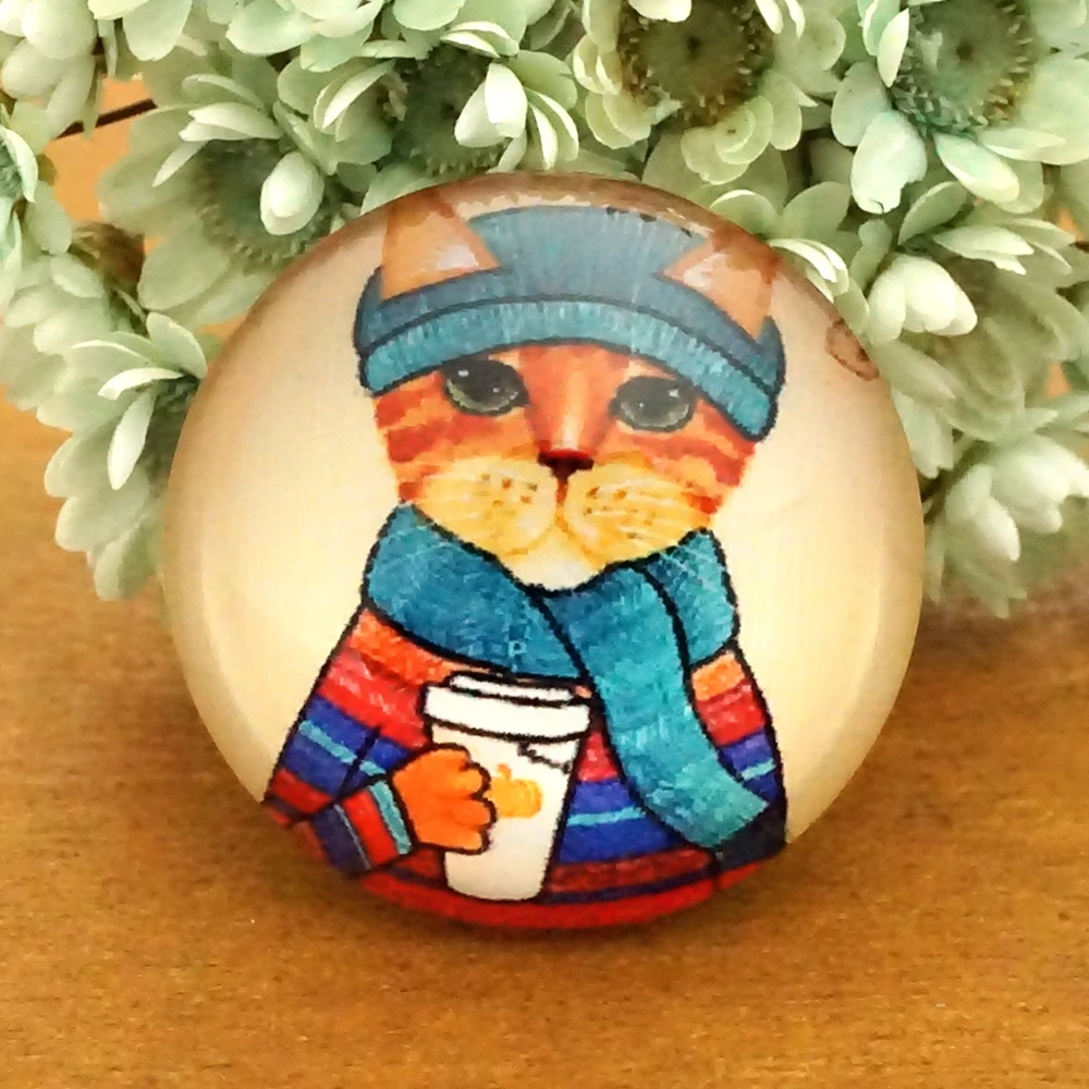 10 шт./лот круглый 8 25 мм мультяшный Кот стеклянный кабошон для изготовления колец