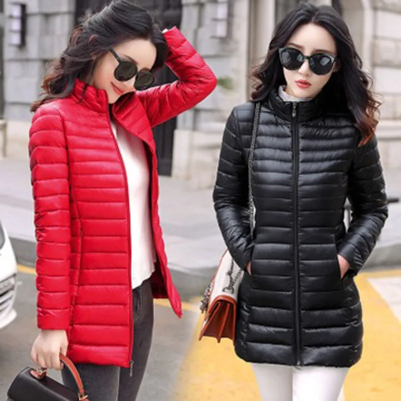 

Autumn Winter Lightweight Down Padded Jacket 2020 New Women's Mid-Length Slim Korean Padded Coat Fashion Slim Ladies Down Jacket