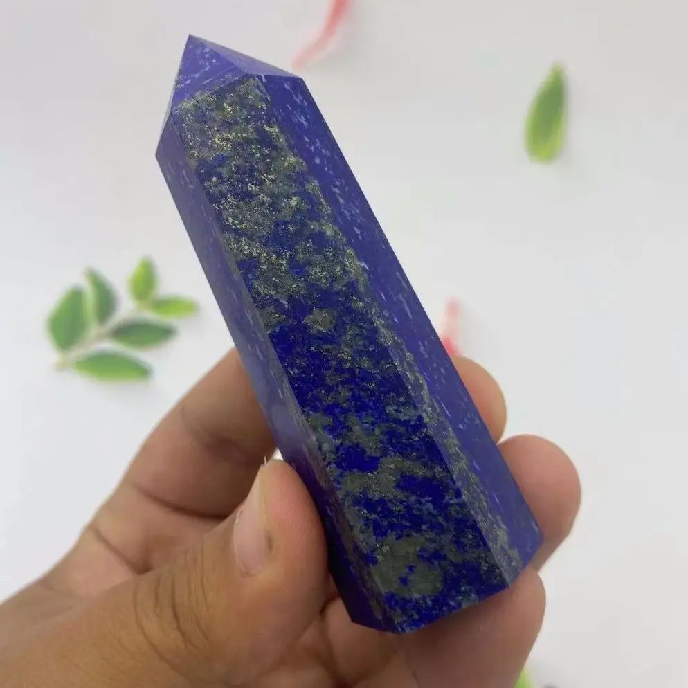 

Natural lapis lazuli six prism crystal decoration feng shui home life decoration reiki stone healing energy column