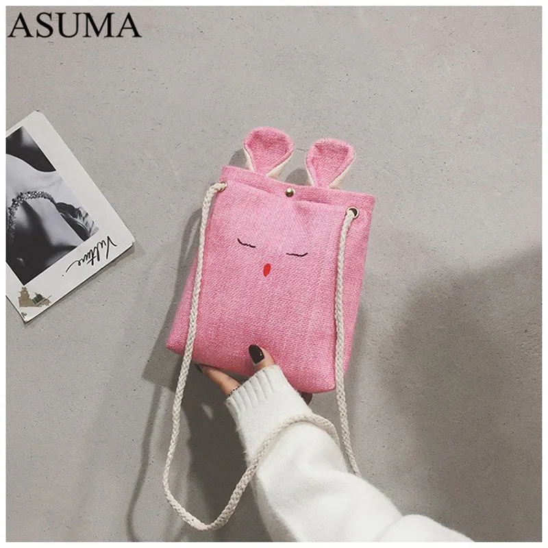 Женские сумки с кроликом маленькая льняная женская сумка через плечо винтажная