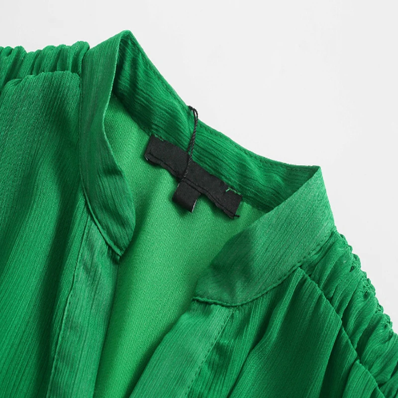 Женское элегантное платье-рубашка зеленого цвета модное длинное платье с