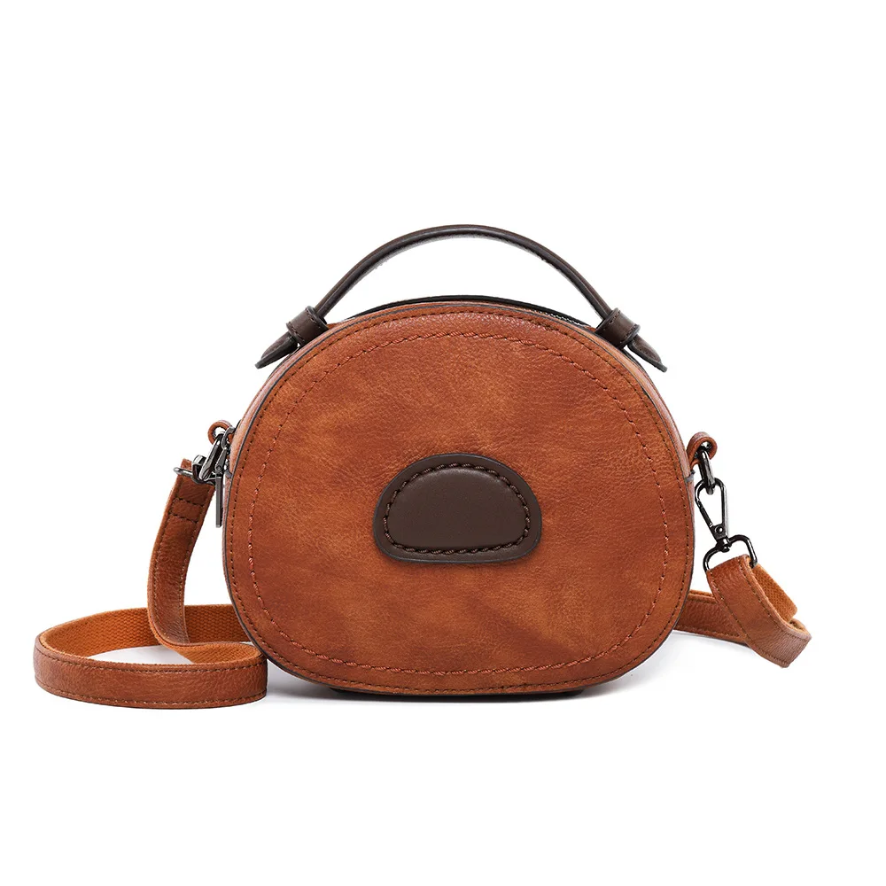 

2021 New Design Zipper Stereotypes Fashion Compact Round Stitching Ladies All-match Single Shoulder Messenger Bag