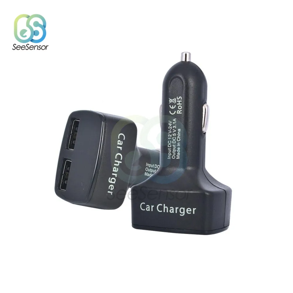 Автомобильное зарядное устройство с двумя USB-портами 5 В 3 1 А универсальный