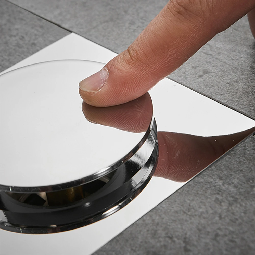 

Anti-odor Floor Drain Square Pop-Up Floor Drain Cover Shower Room Push Down Drain Plug for Home Bathroom Bouncing Waste Cover