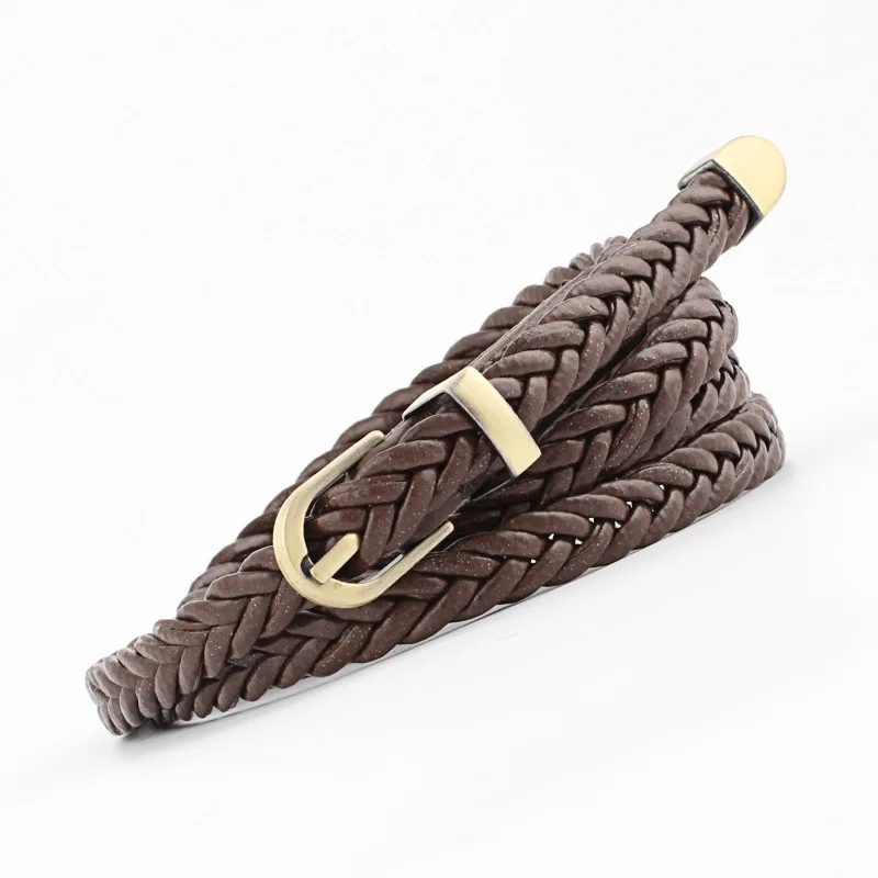 

Clearance Sale Fashion Thin Knitted Women Belts Candy Color Faux Leather Waist Chain for Female Ladies Dress Skirt Decoration