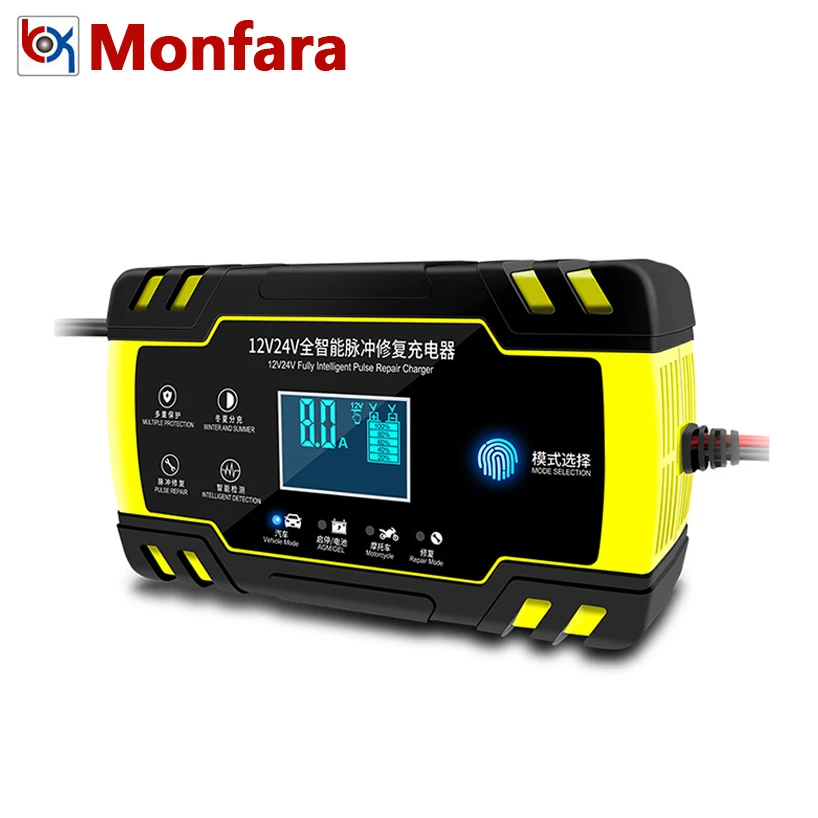 Смарт 12V 24V Автомобиль Мотоцикл Батарея Зарядное устройство Desulfator интеллигентая