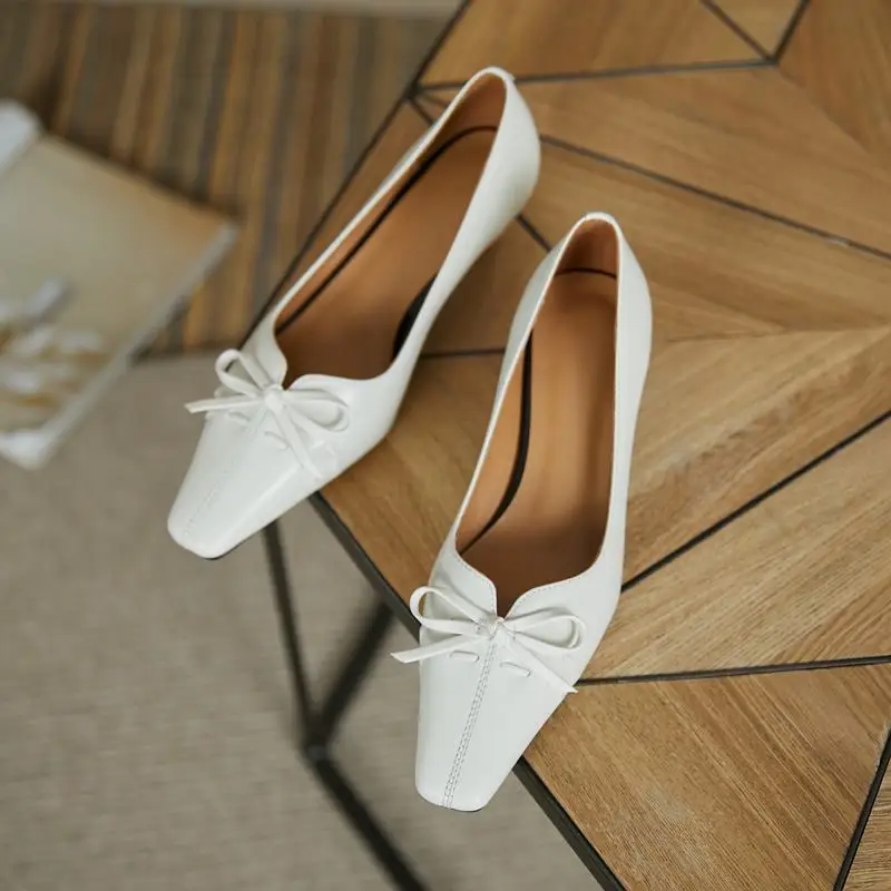 

ALLBITEFO full genuine leather brand high heels party women shoes sweet bowtie women high heel shoes alons hauts femme