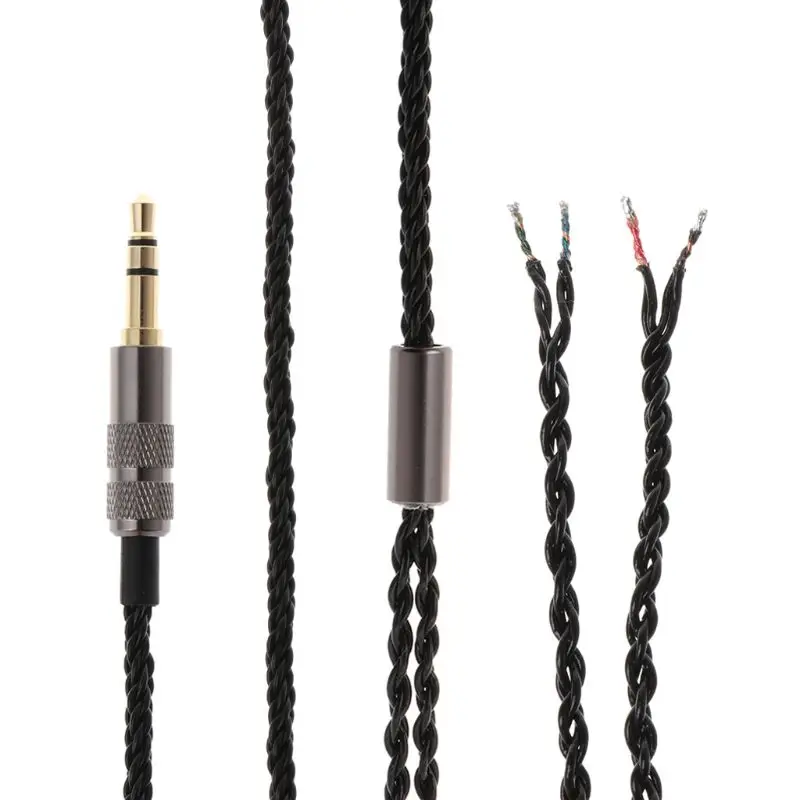 125 см DIY Twist наушники шнур аудио кабель с серебряным покрытием медный провод Замена для MP3 использования поставки
