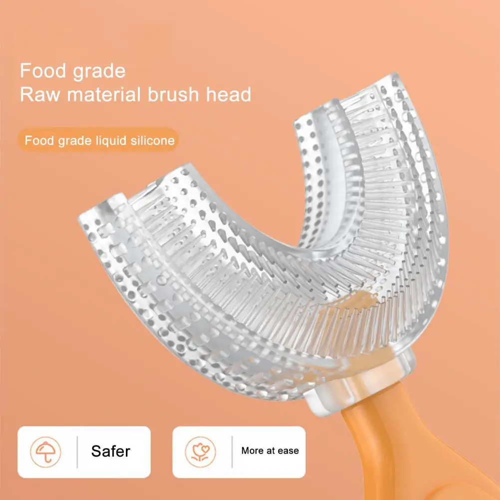 Cepillo de dientes con mango de PP para ni&ntilde;os, limpieza de 360 grados, port&aacute;til, en forma de U, para el cuidado de las enc&iacute;as-3