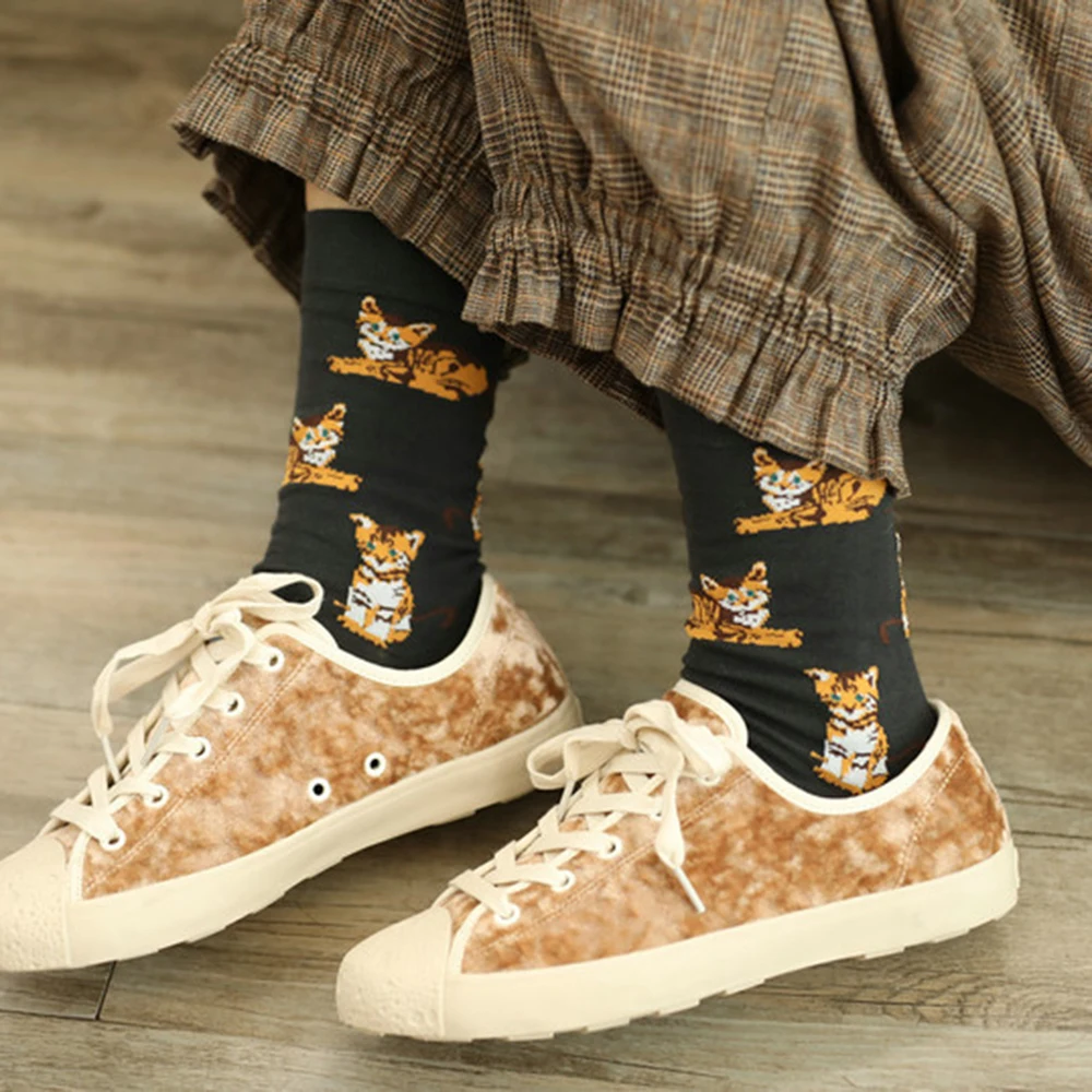 1 пара новые осенние носки животное мультяшная кошка дизайн с изображением