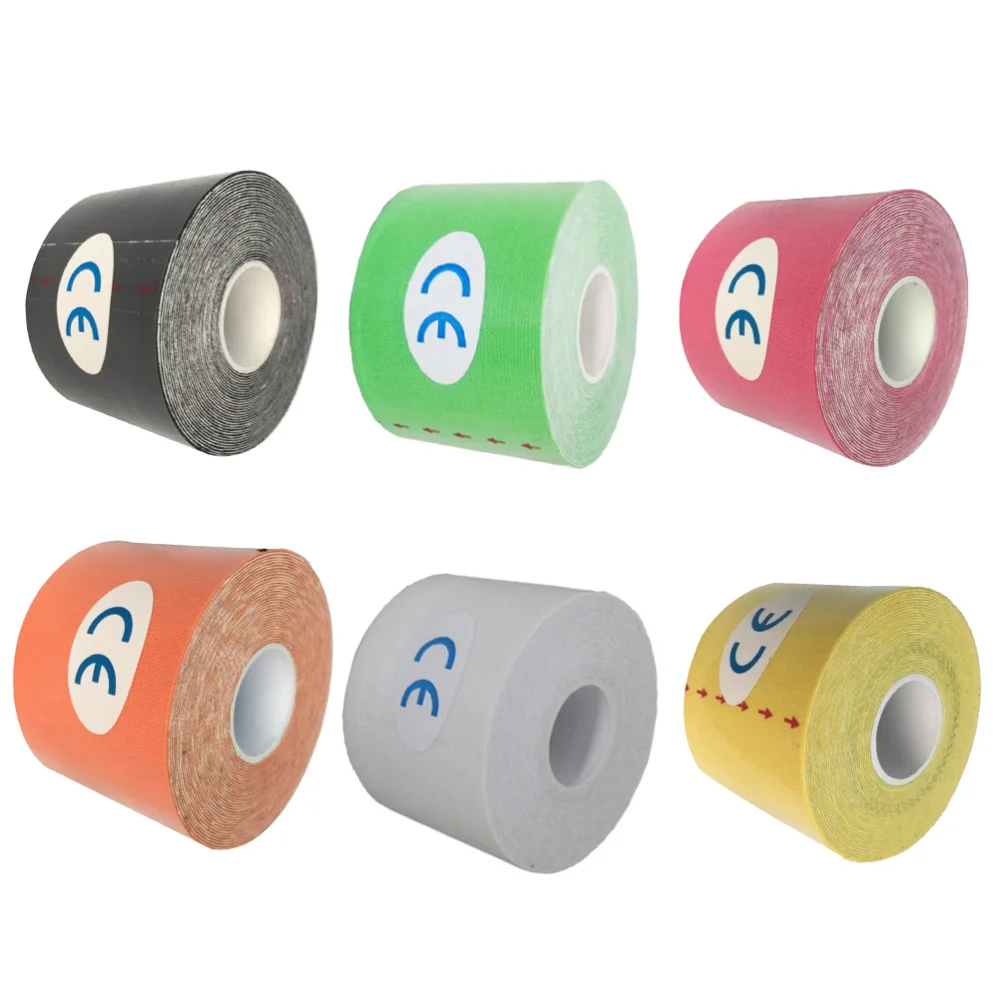 

6PCS Sports Muscle Tape Workout Muscle Tape Sports Kinesiology Tape Muscles Care Therapeutic Bandage (Black, White, Yellow, Gree