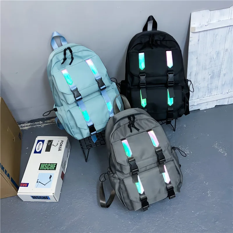 

2020 New Korean Edition of Schoolbag for High School Students Female High Capacity Couple Travel Backpack Man Soft Handle Solid
