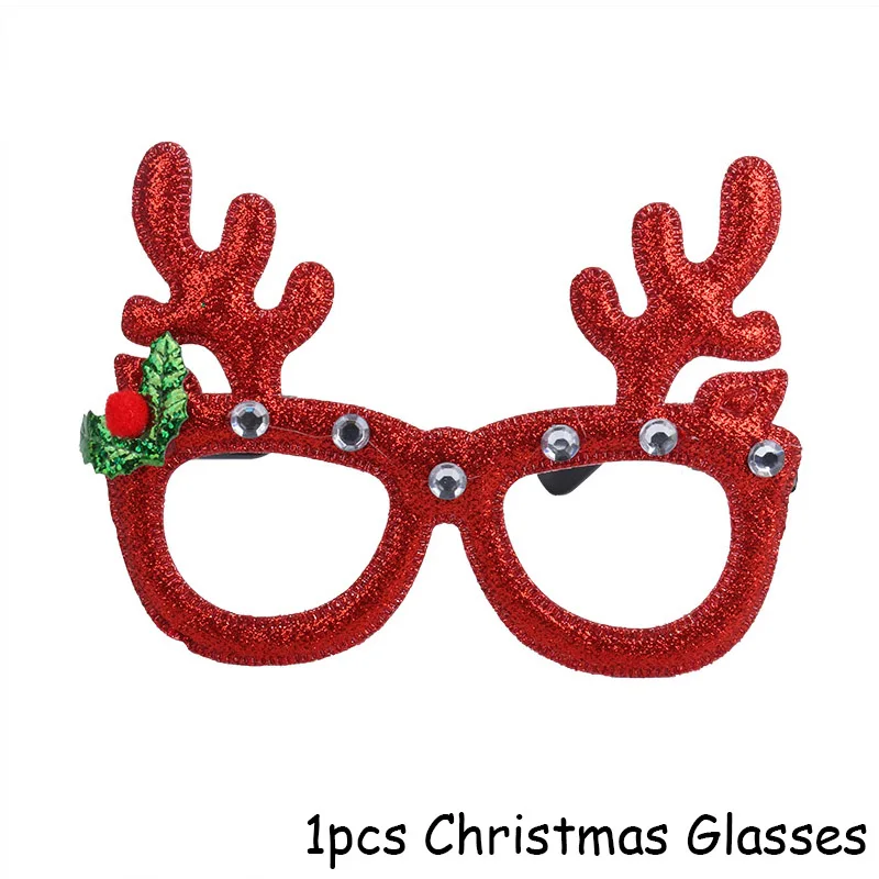 1pcs Glasses Рождественские украшения для дома веселая Рождественская елка рождественские украшения Санта Снеговик Noel Navidad год Natal - Цвет: 1pcs Glasses