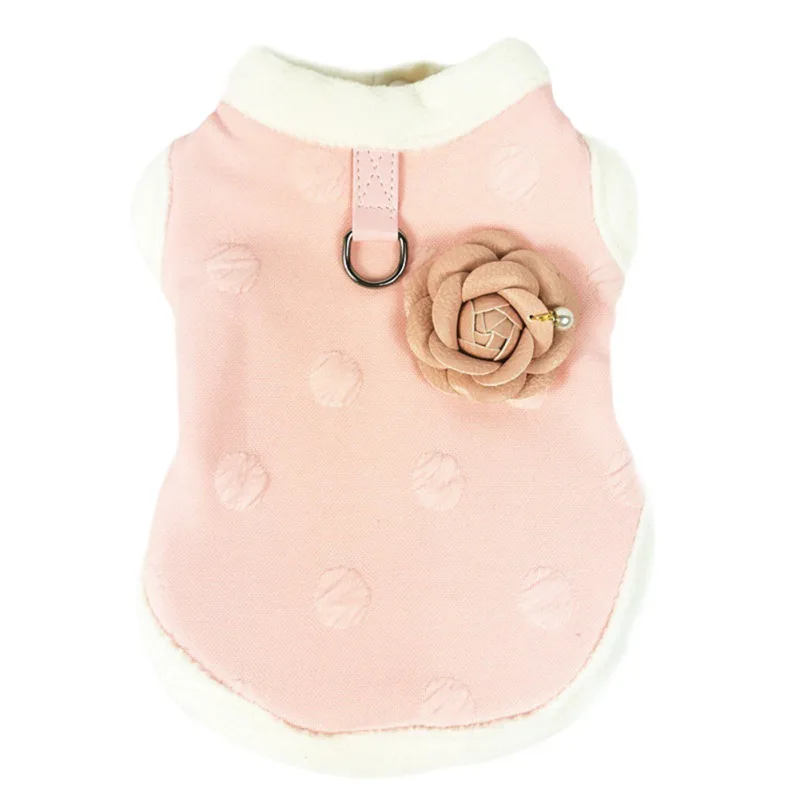 

Свитшот с цветами и собакой, осенне-зимняя одежда с двумя ногами для щенков, теплая толстовка с капюшоном для маленьких и средних собак, пуло...