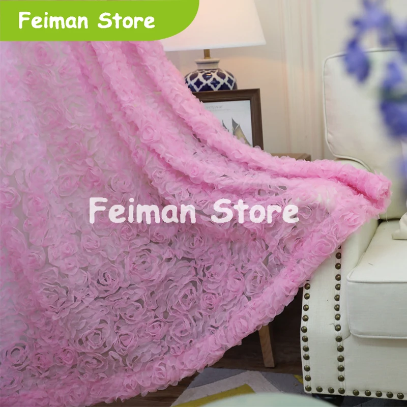 Простой современный объемная Роза вышитый тюль пряжи маленькие свежие