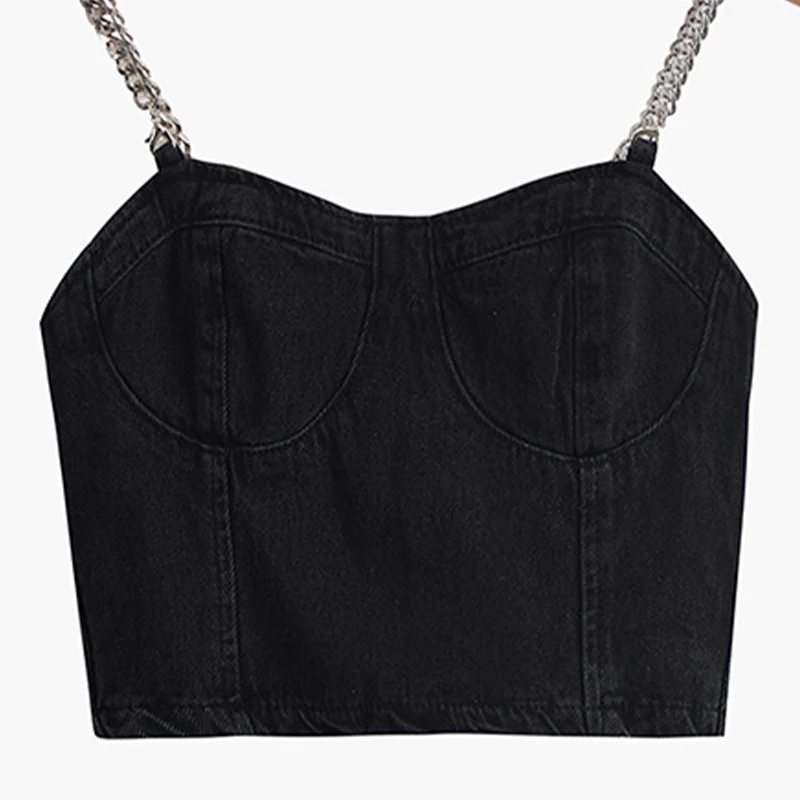 

Женский Джинсовый корсет на бретельках, летний облегающий укороченный топ с открытой спиной, одежда для улицы